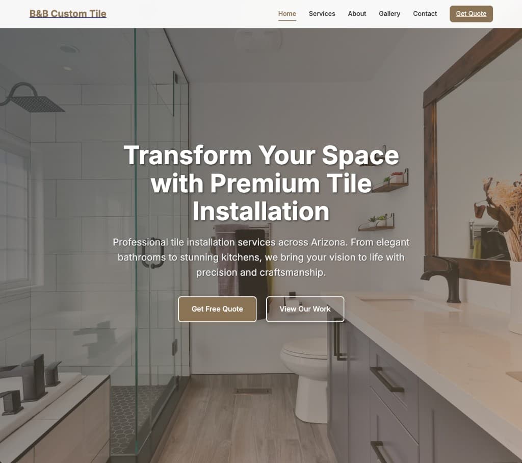 B&B Custom Tile website