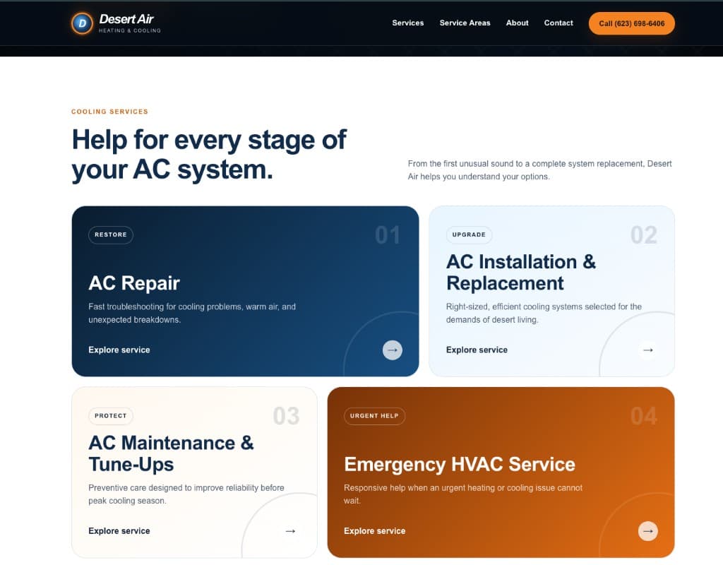 Desert Air Heating & Cooling website